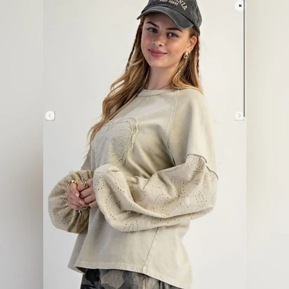 Easel Faded Sage  Emblished Heart Top Embroidered NWT
All sizes - Picture 4 of 5